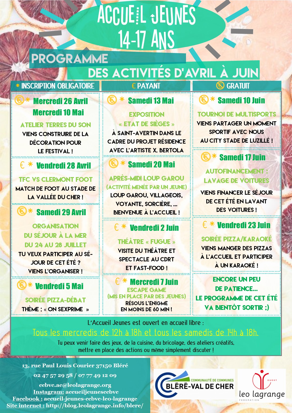 You are currently viewing Programme d’activités d’avril à juin / Accueil Jeunes (14-17 ans)