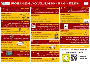 Lire la suite à propos de l’article PROGRAMME DES ACTIVITES // ETE 2018 || 14 – 17 ans